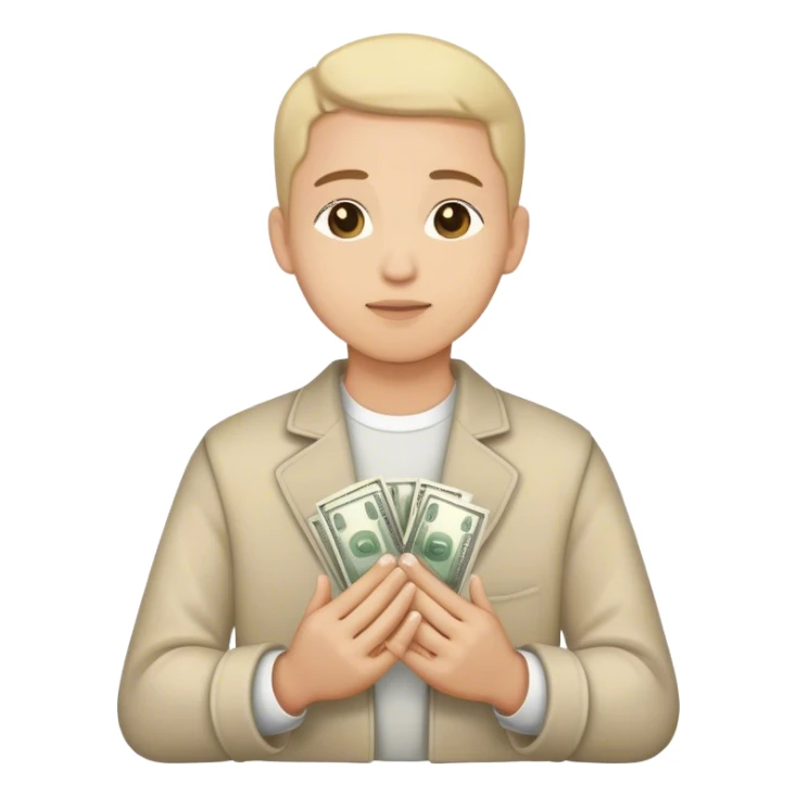 Prayer hands holding money sticker