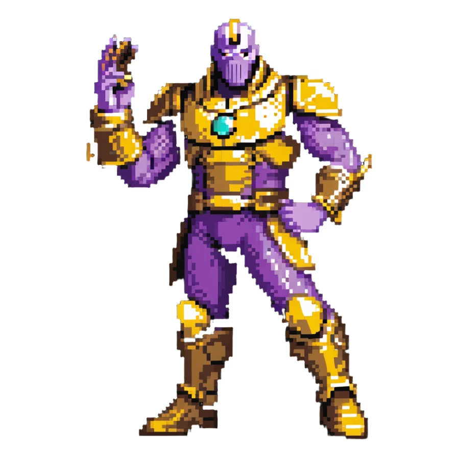 Thanos with infinity gauntlet in Squid Game setting making a power pose sticker