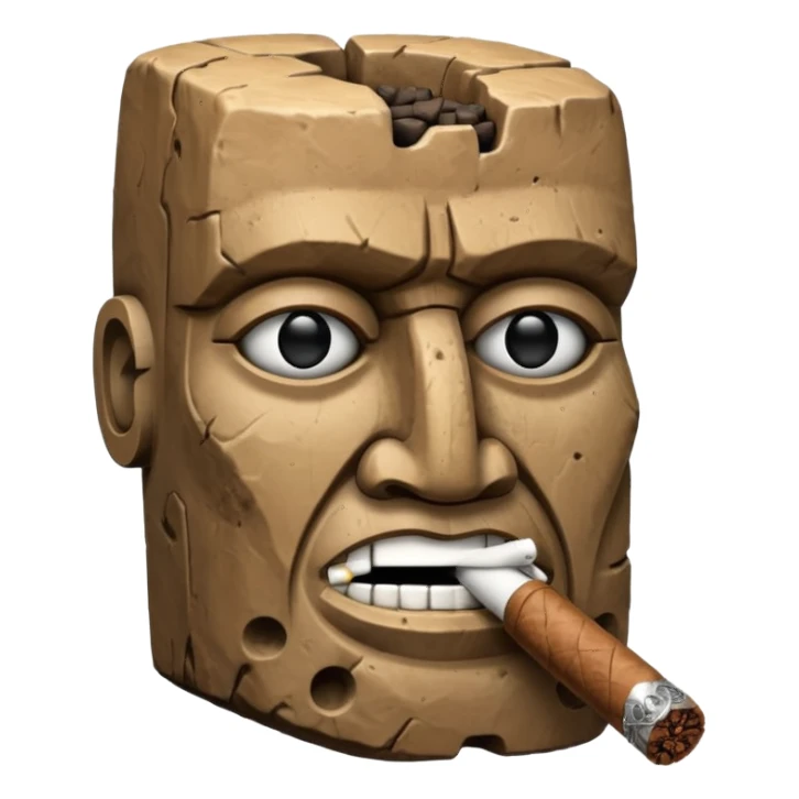 Blocky Easter island head smoking cigar sticker