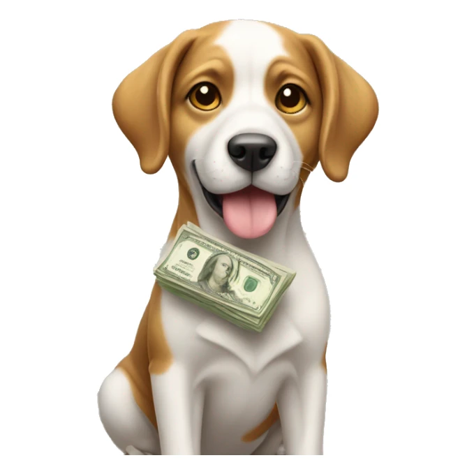 dog with money sticker