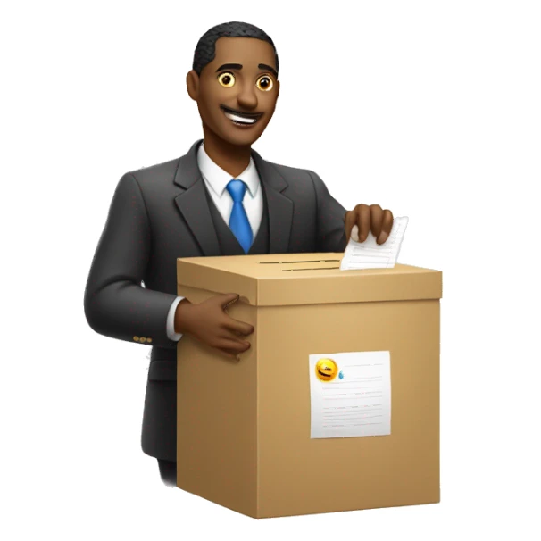 rich man voting, putting paper in box sticker