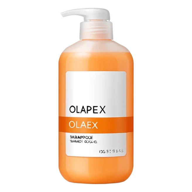 Olaplex shampoo bottle with orange label sticker