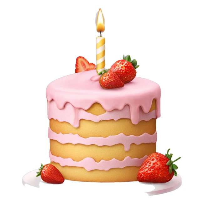 Pastel Birthday cake with strawberry sticker