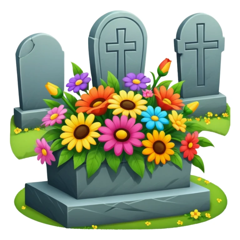 A flower bouquet on a grave  sticker