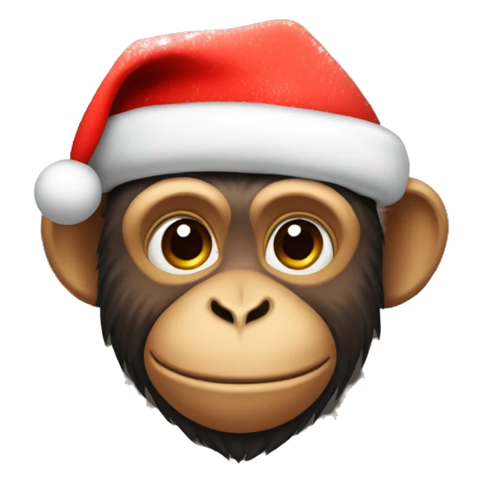 Monkey wearing Christmas hat sticker
