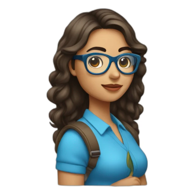 Mujer joven morena con gafas y pelo azul sticker