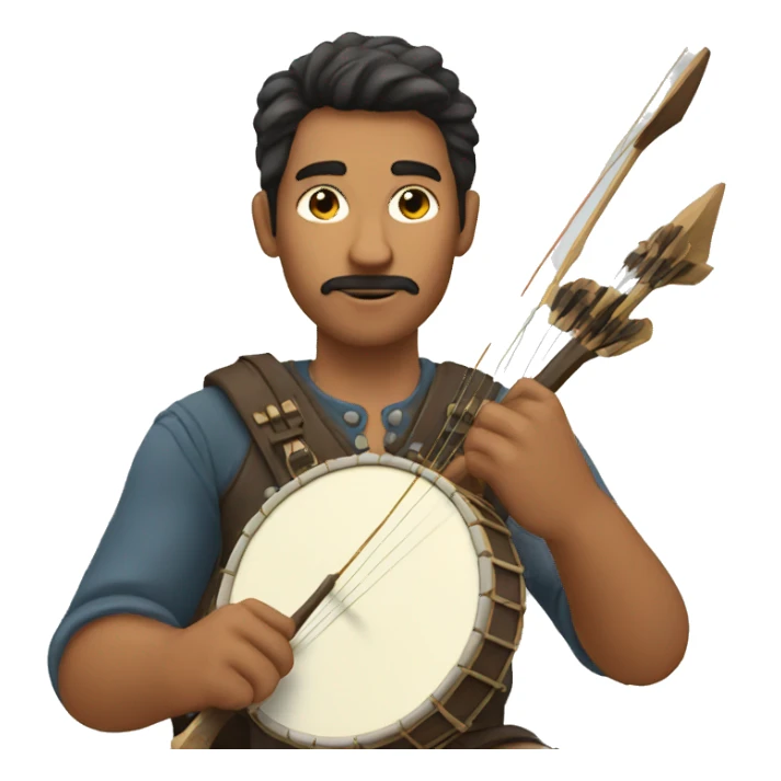 a human banjo with a bow and arrow sticker