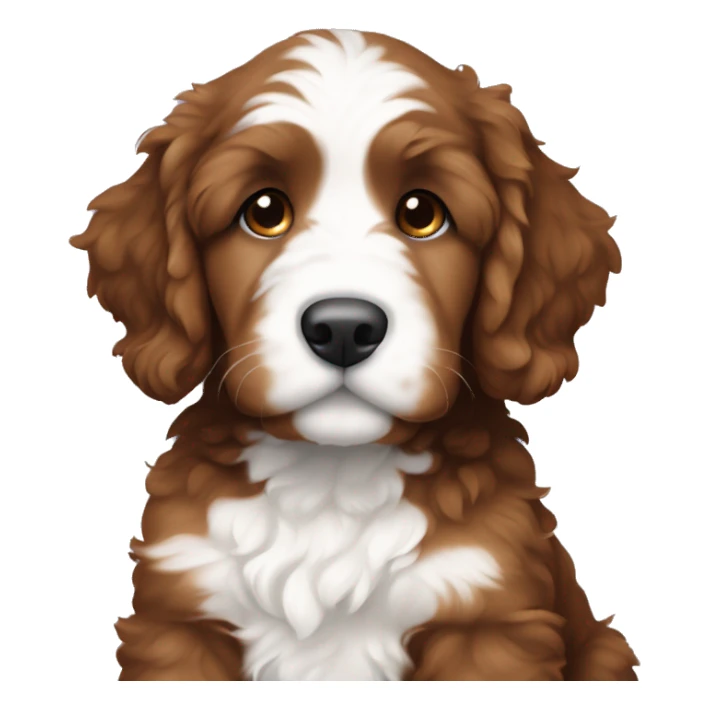 sitting red and white colored bernedoodle puppy  sticker
