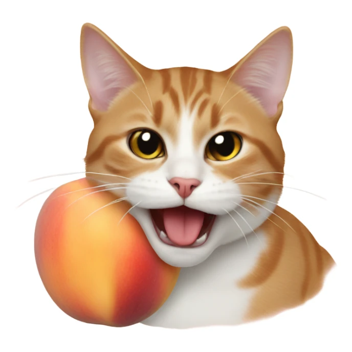 cat with peach in mouth sticker