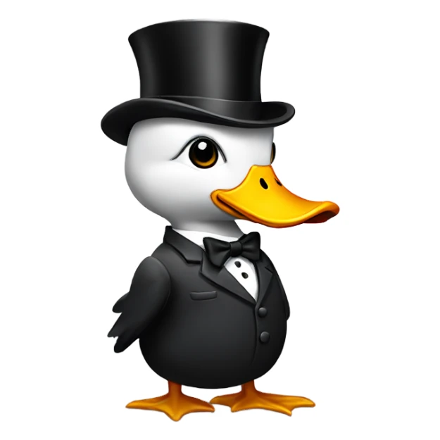 A duck wearing a top hat and a suit while smoking sticker