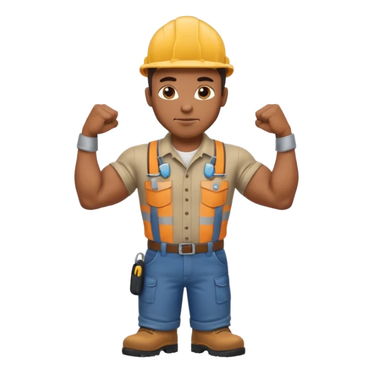black construction worker flexing his muscles sticker
