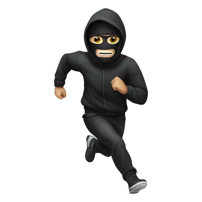 Robber with mask and running sticker