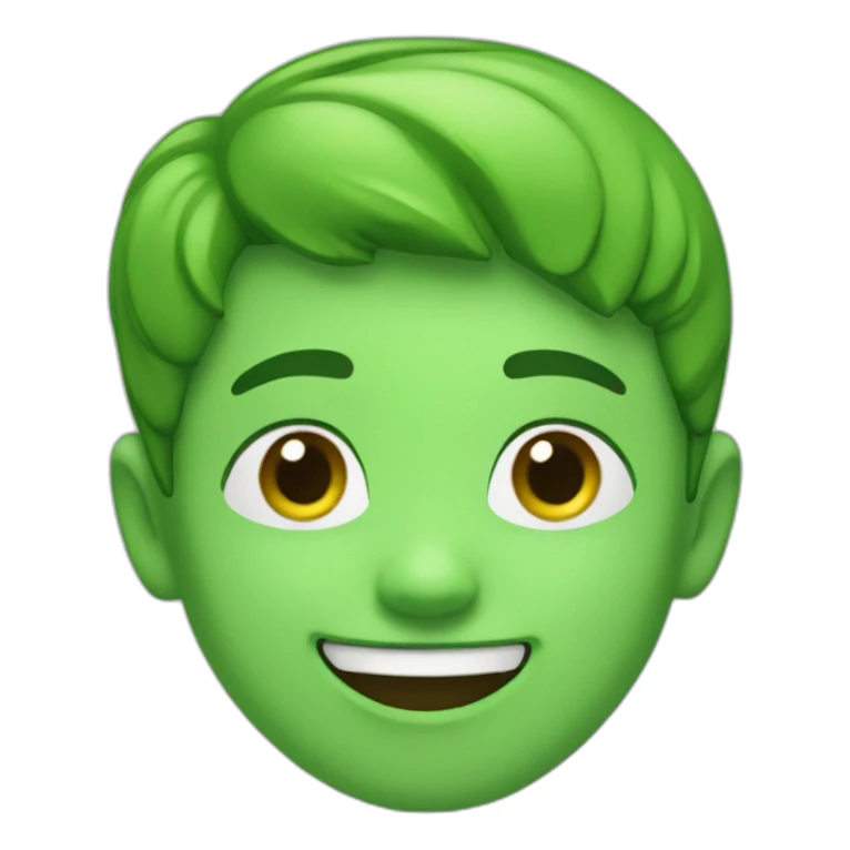 pleased boy with green skin sticker