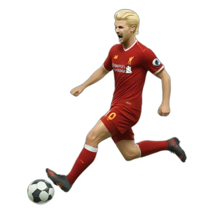 blonde liverpool player kicking sticker