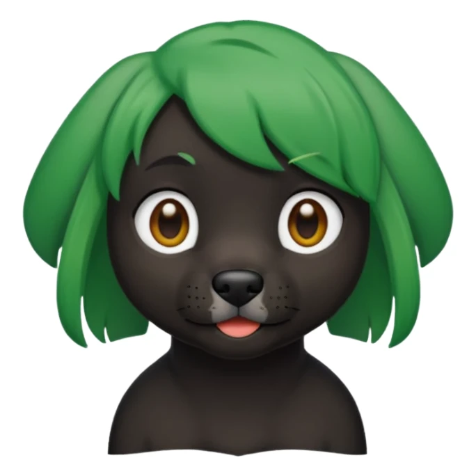 green haired black dog  sticker