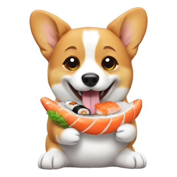 Corgi eating sushi sticker