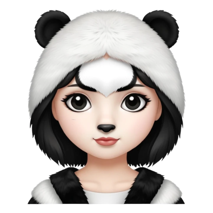 Girl wearing a panda head sticker