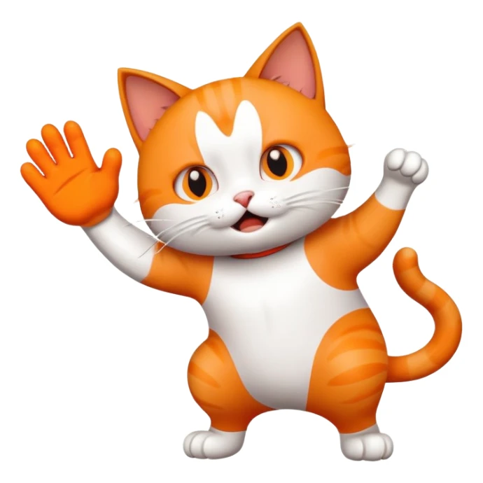 mischievous cat slapping a cartoon human sticker