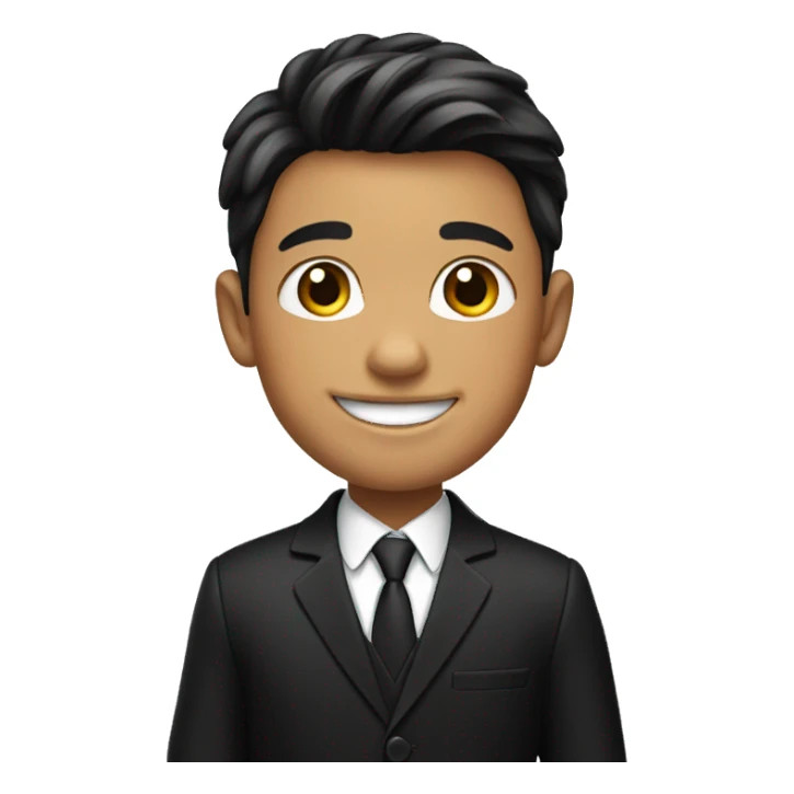 smiling young boy in black suit sticker