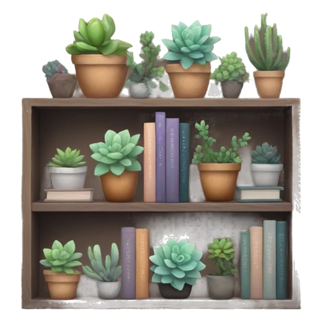 Aesthetic bookshelf with succulents  sticker