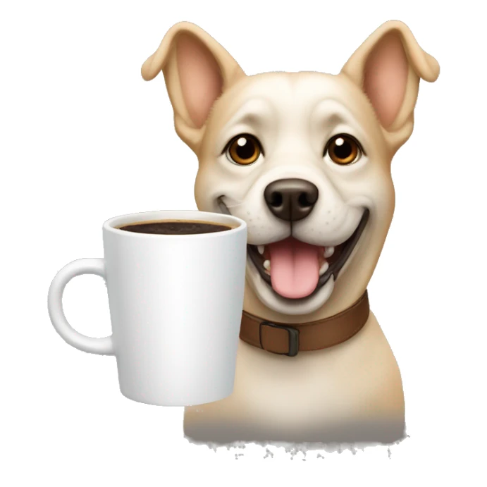 dog with a coffe sticker