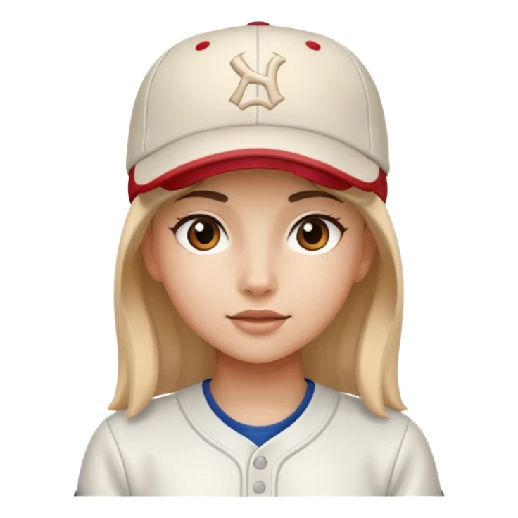 A girl wearing a baseball cap sticker