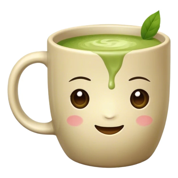 realistic looking matcha in beige mug sticker