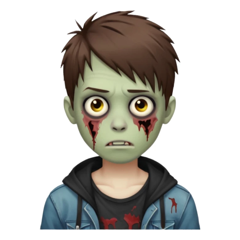 boy zombie with brown hair emo sticker