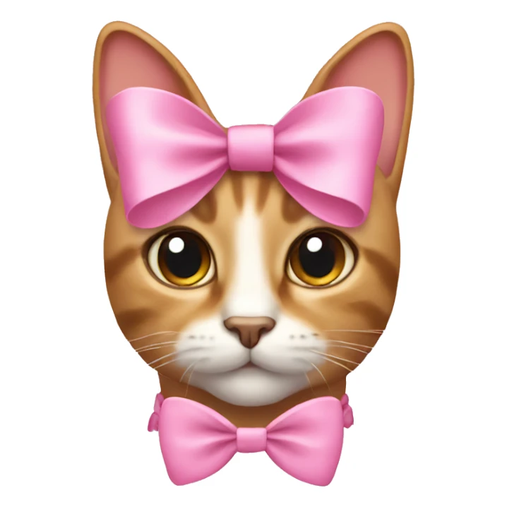 Cat with two pink bows on ears sticker