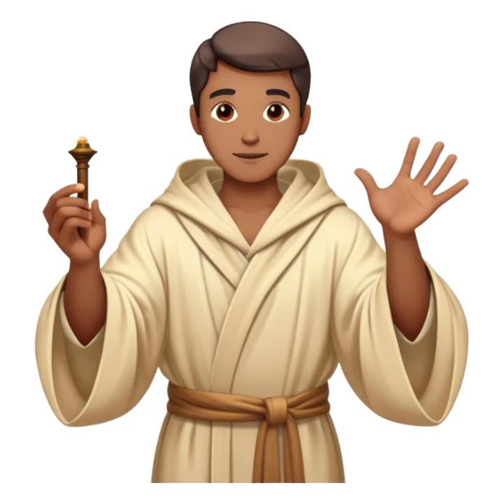 man in a robe casting a magic spell with glowing effects sticker