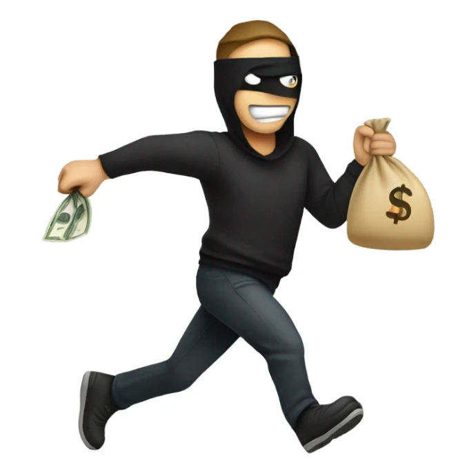 Robber running left Mitch money bag sticker