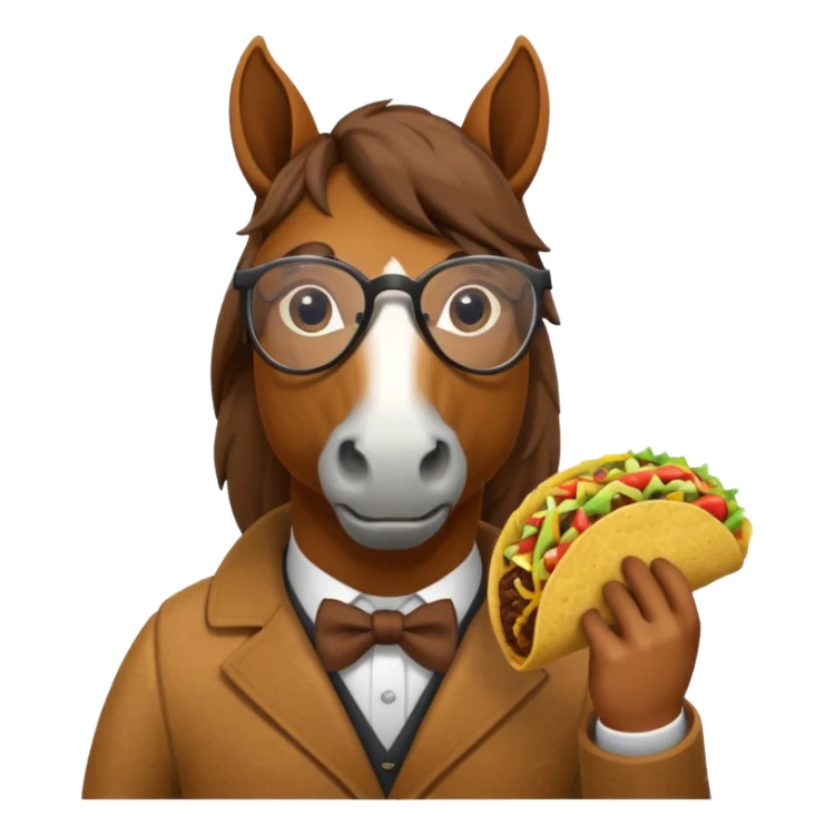 horse holding taco with glasses sticker