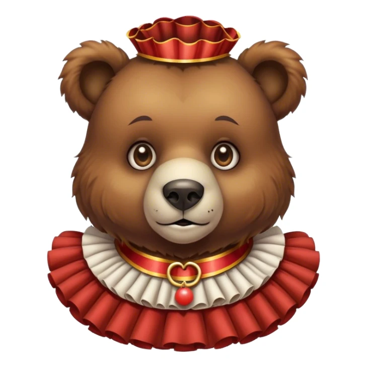 Vintage circus bear wearing ruffled collar sticker