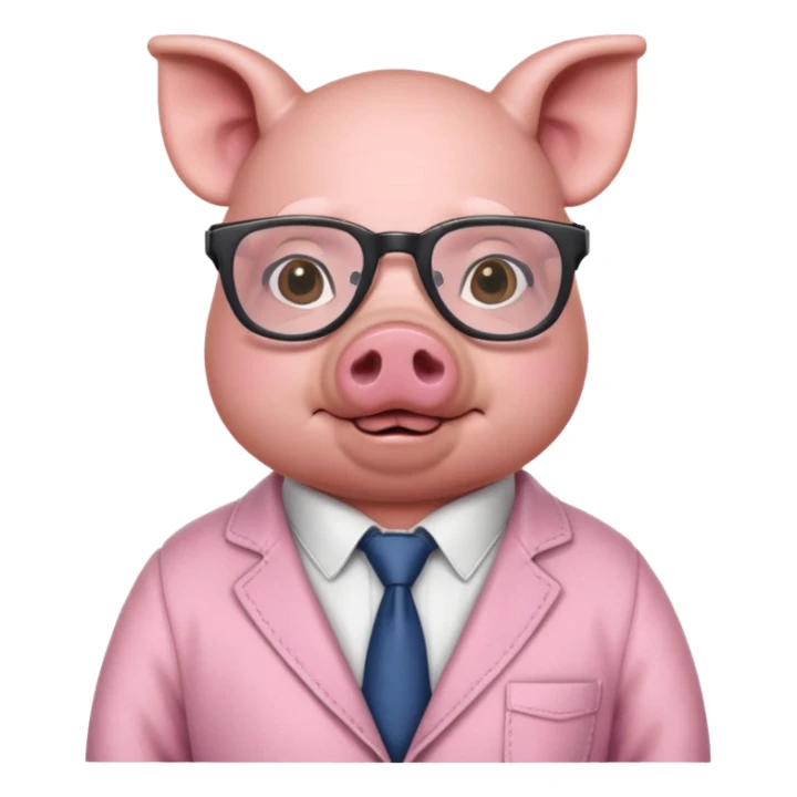 pig with clothes and wearing glasses sticker