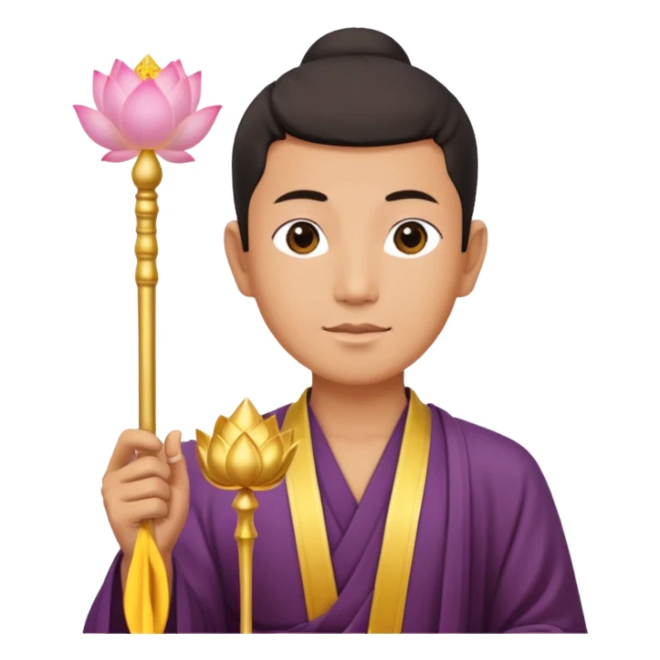 asian man, scepter, buddhism, lotus sticker