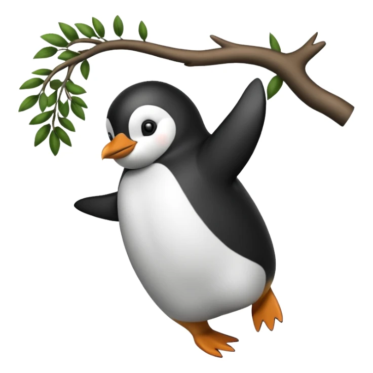 a penguin doing a backflip off a tree sticker