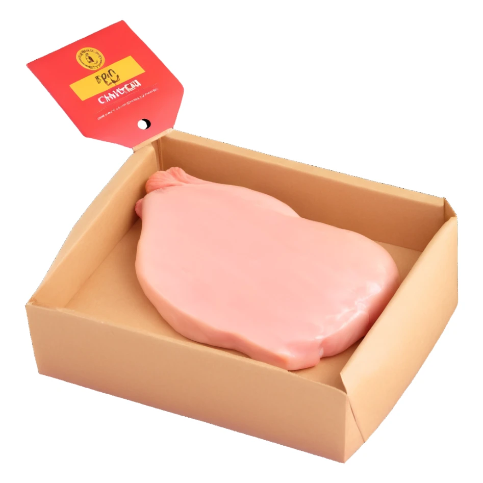 raw chicken breast with packaging sticker