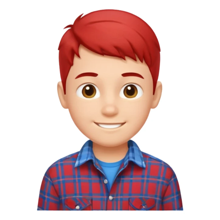 smiling boy in plaid shirt sticker