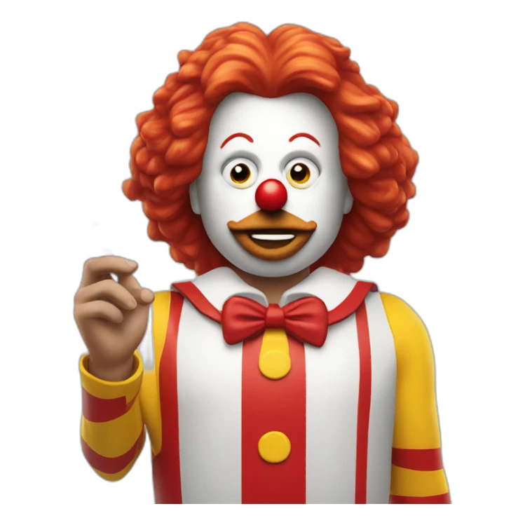 ronald mcdonald holding a ciggie sticker