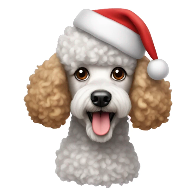 Poodle with Santa hat sticker