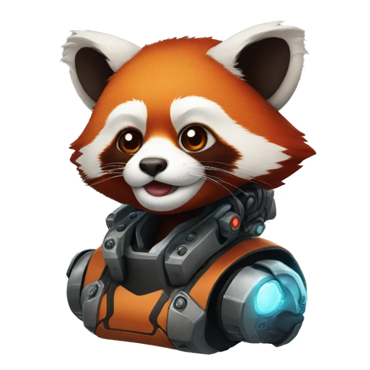 robotic red panda sticker
