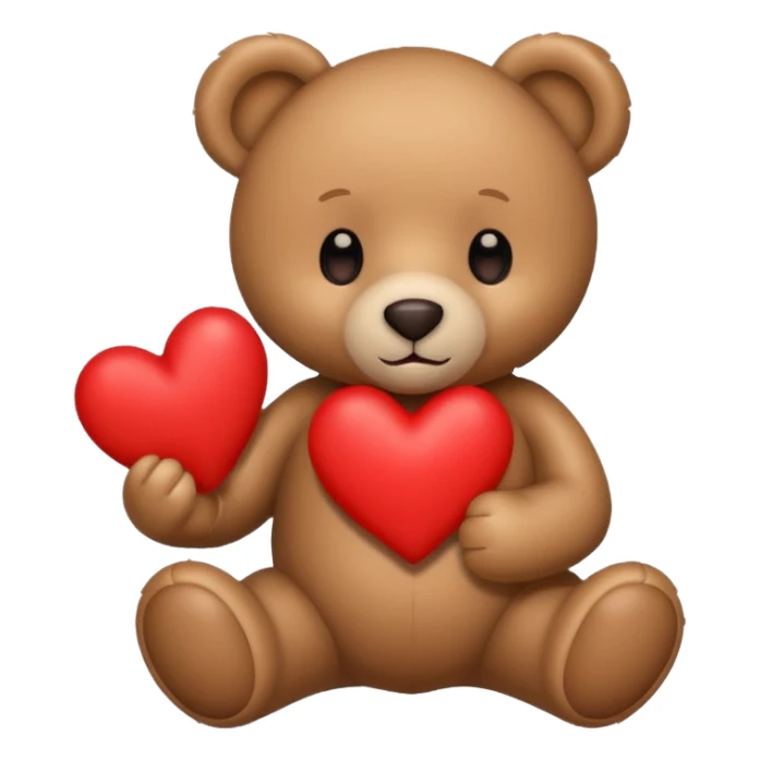 Teddy bear holding a red heart sticker