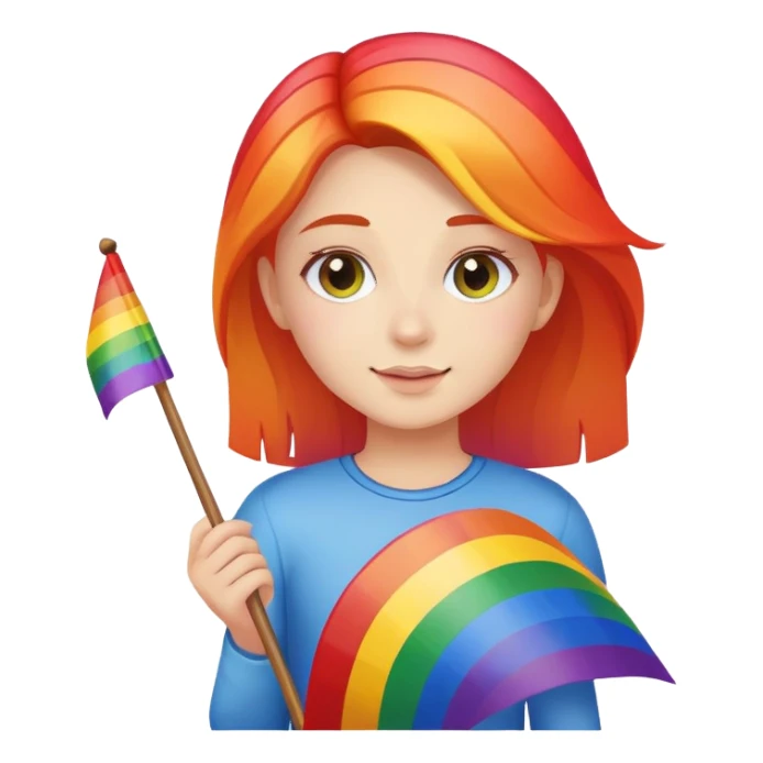 Girl with rainbow flag sticker