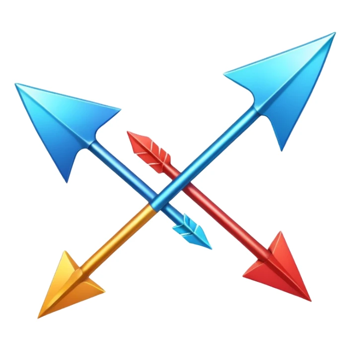 two arrows facing away from each other, bold and colorful sticker