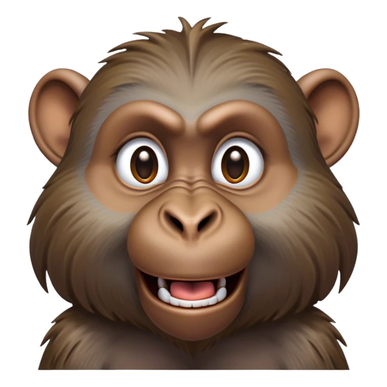 Cinematic Realistic Comical Baboon Portrait Emoji, Head tilted dramatically with an exaggeratedly amused expression, featuring a striking, ruggedly textured face with boldly expressive eyes full of playful disbelief, rendered with vivid, lifelike detail and natural earthy hues, high shine, dramatic yet playful, styled with an air of cheeky jungle mischief, soft glowing outline, capturing the essence of a spirited and over‐the‐top baboon that looks ready to chatter its way into viral fame! sticker