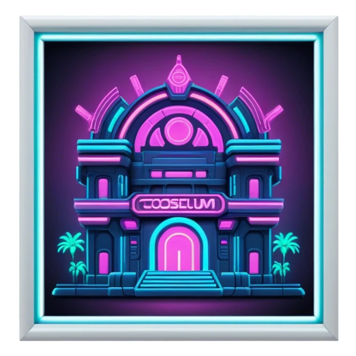cyberpunk neon Coliseum sticker