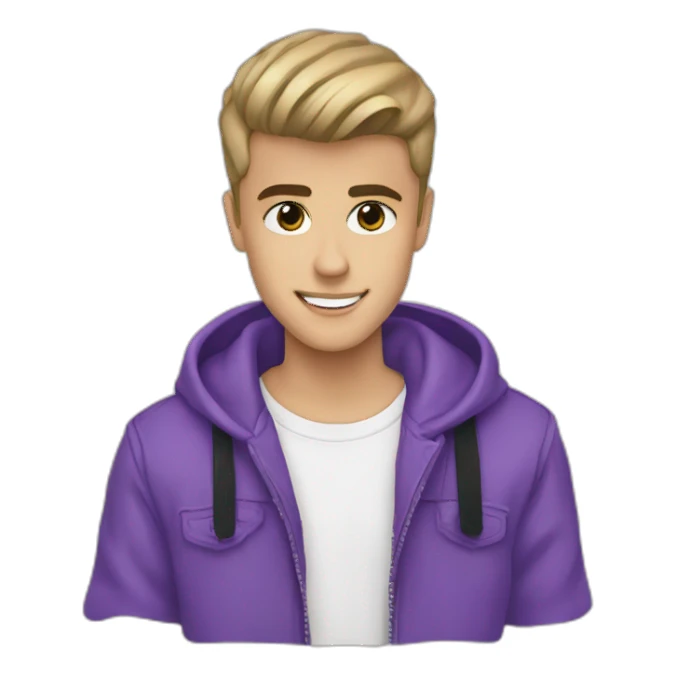 Justin Bieber with heart love sticker