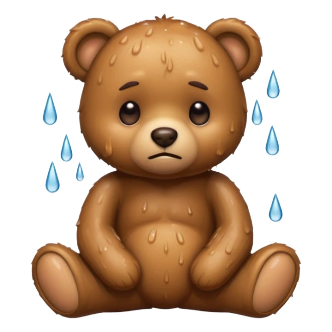 Sad teddy bear in the rain sticker