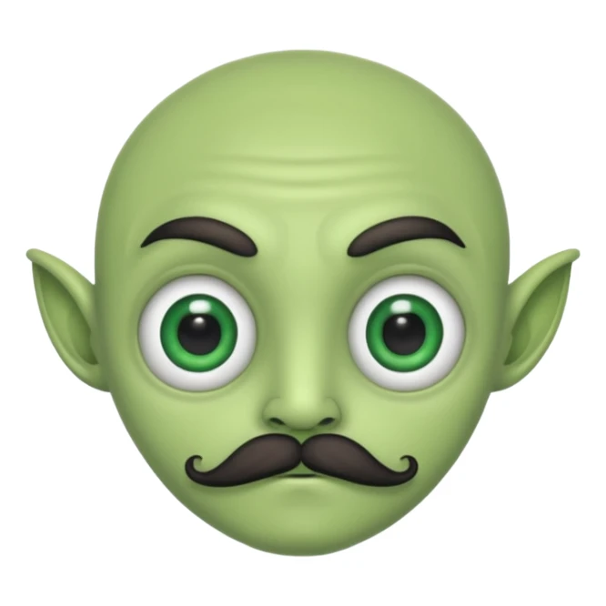 alien with mustache and green body sticker