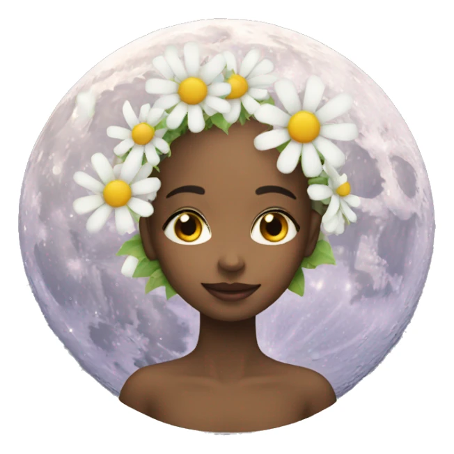 face emoji with flower moon top  sticker